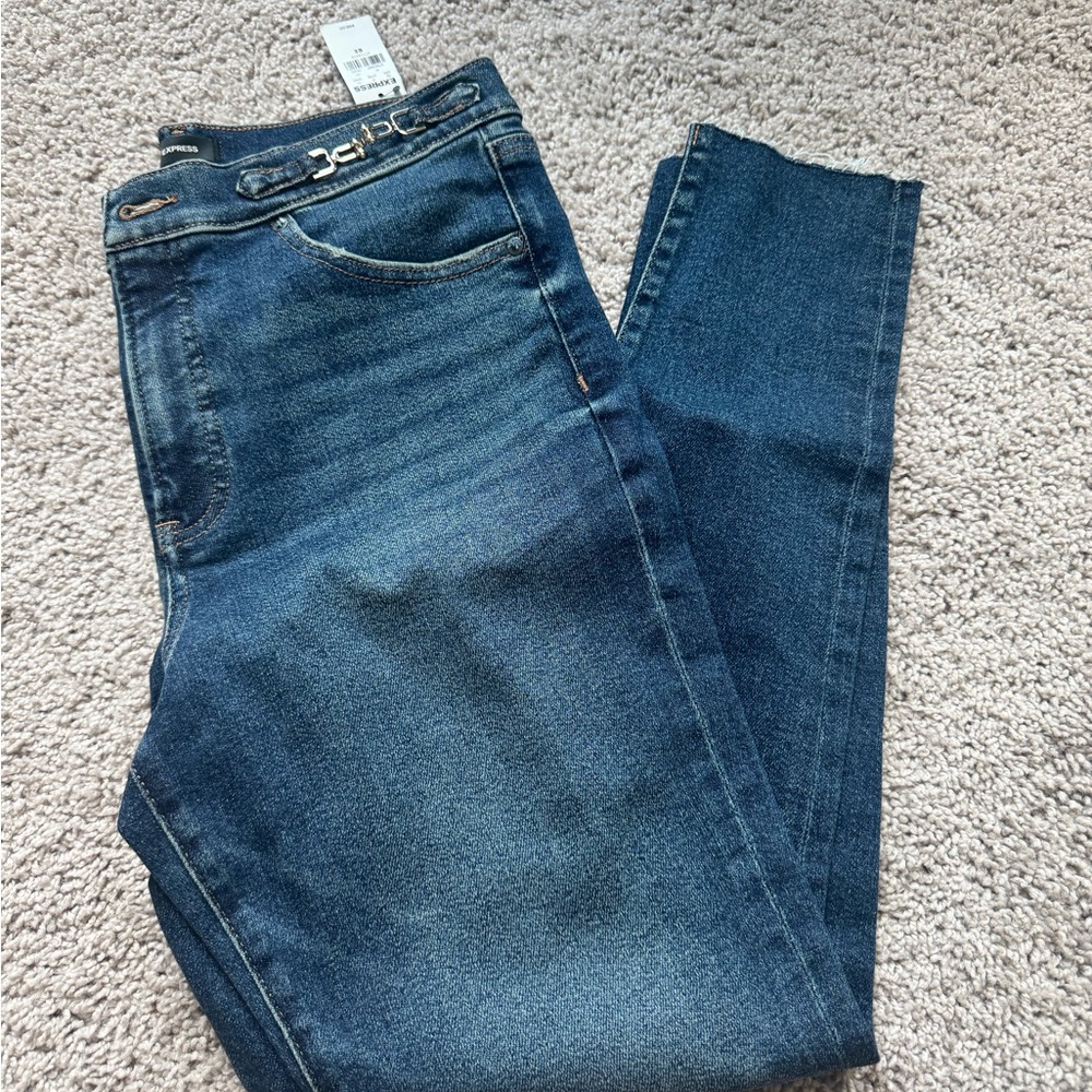 Express Blue Skinny Jeans with Stretch and Whiskering